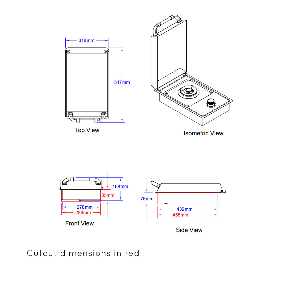 Bull BBQ Component Drop-In Stainless Steel Side Burner