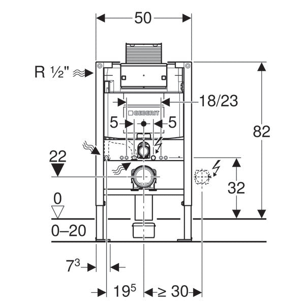 Geberit Duofix Frame & Cistern For Wall-Hung WC, 82cm