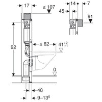 Geberit Duofix Frame For Wall-Hung WC, 98cm, With Omega Concealed Cistern