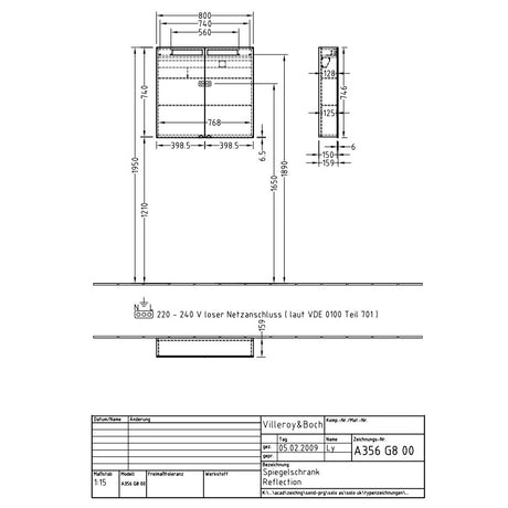 Villeroy & Boch Reflection Mirror Cabinet With Lighting - 740 x 800 x 159 mm