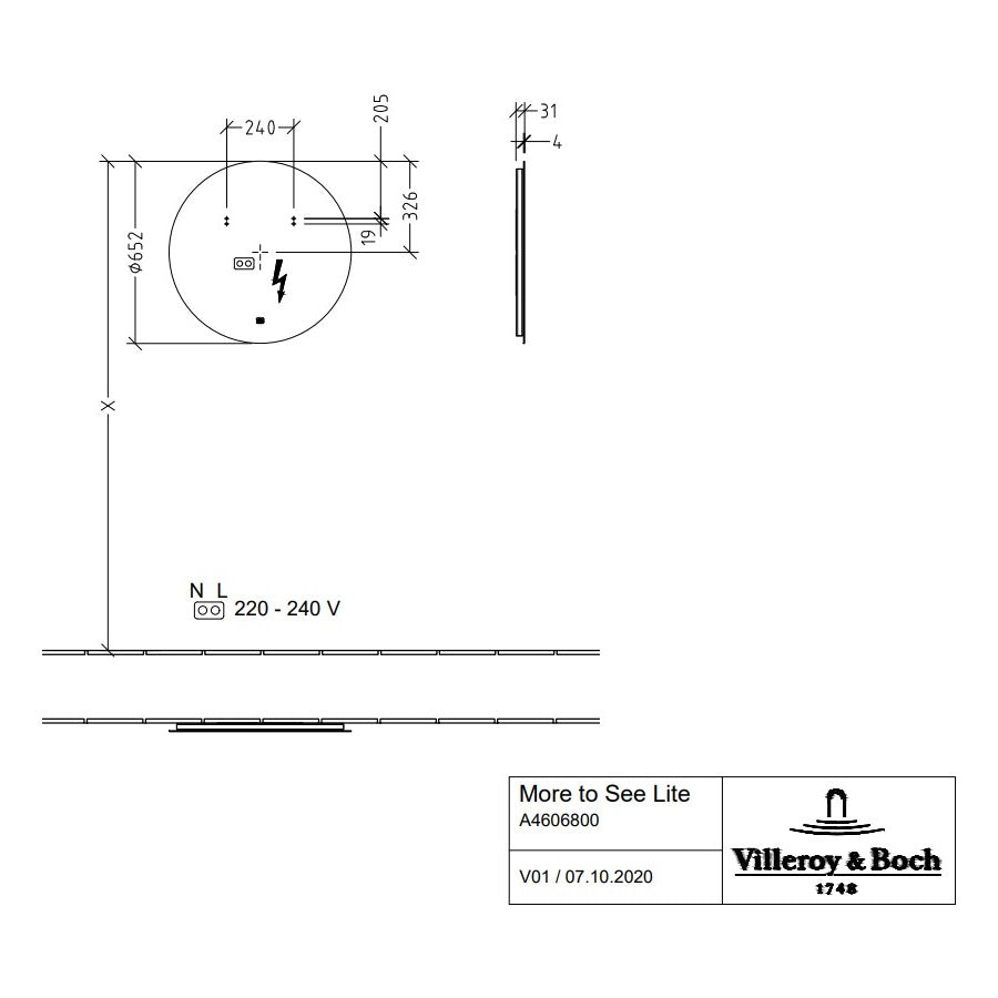 Villeroy & Boch More To See Lite LED Round Mirror - Available in 2 Sizes