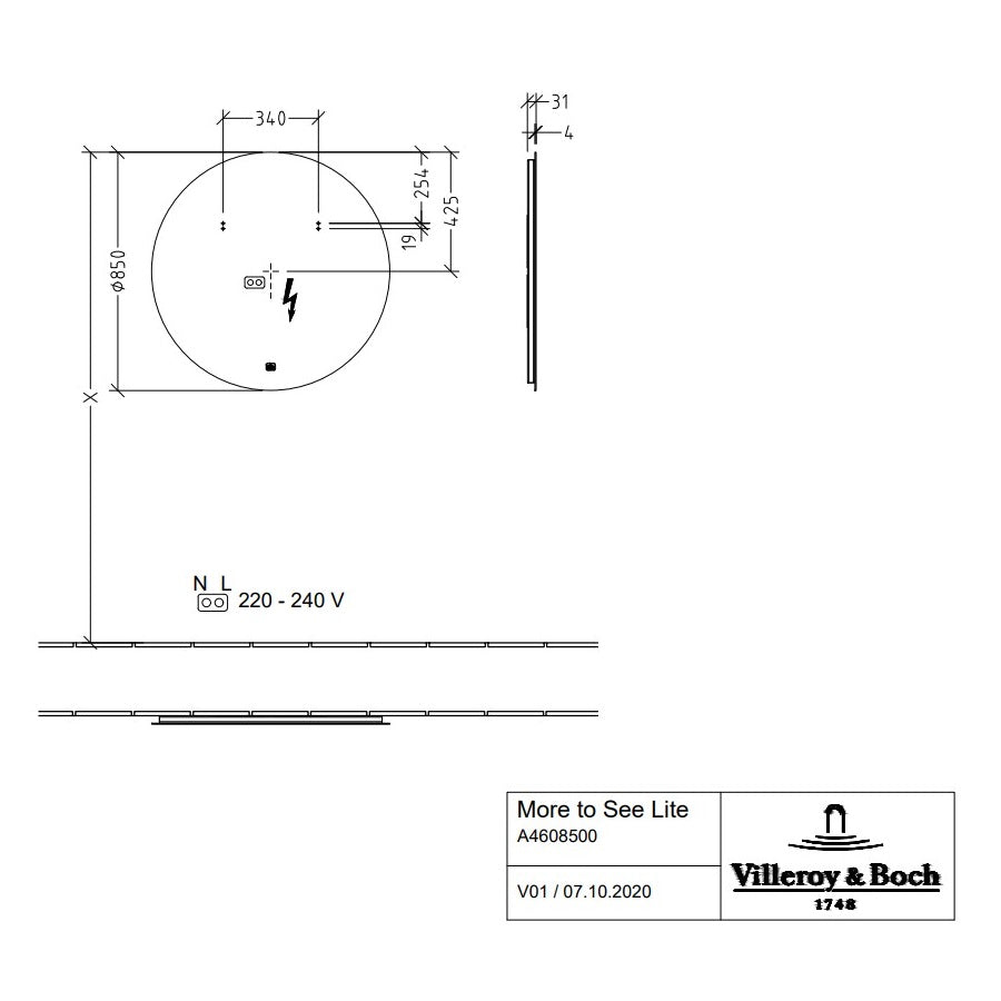 Villeroy & Boch More To See Lite LED Round Mirror - Available in 2 Sizes