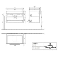 Villeroy & Boch Avento Vanity Unit, 2 Drawers - 780 x 514 x 452 mm