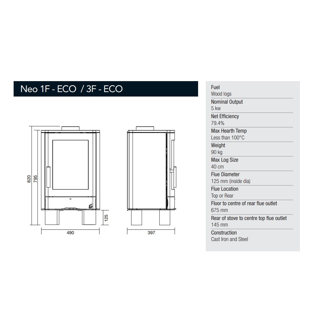 ACR Neo Eco 1 Wood Burning Stove - 5kW - EcoDesign Ready