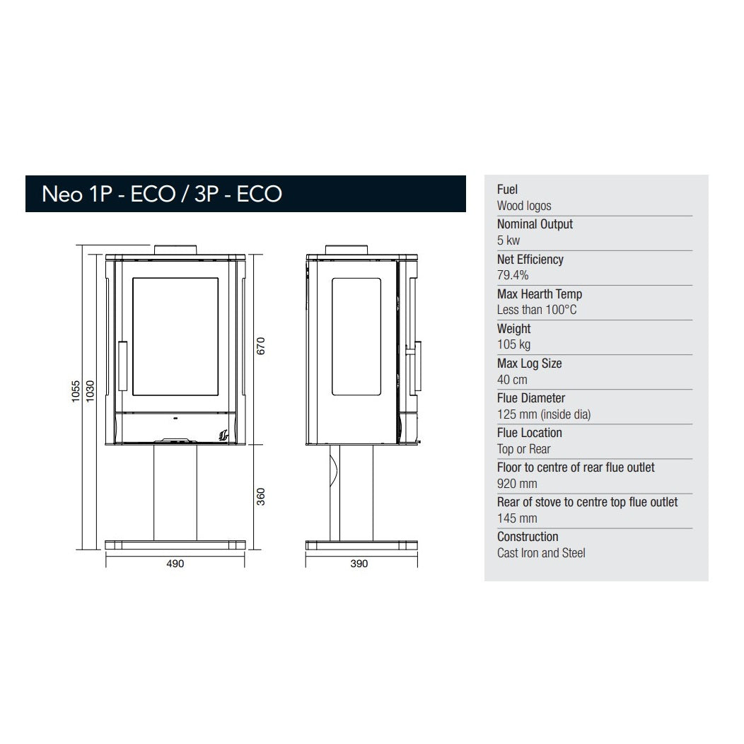 ACR Neo Eco 1 Wood Burning Stove - 5kW - EcoDesign Ready