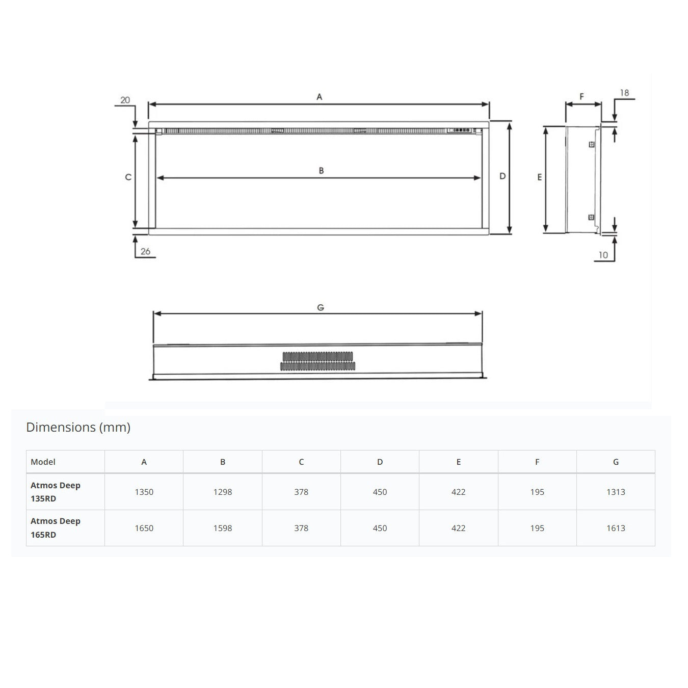 Gazco FireFX Atmos Deep 165RD Electric Inset Fire