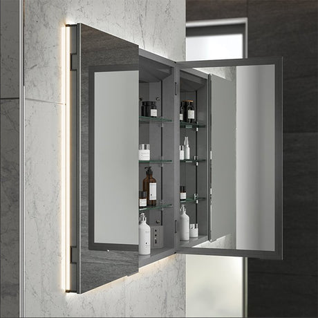 HIB Atrium Semi-Recessed Illuminated Mirrored Cabinet