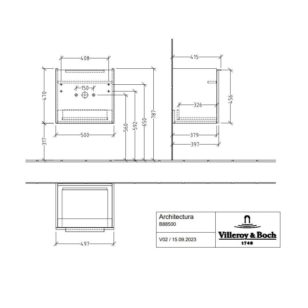 Villeroy & Boch Architectura Vanity Unit, 1 Drawer - 500 x 415 x 470 mm