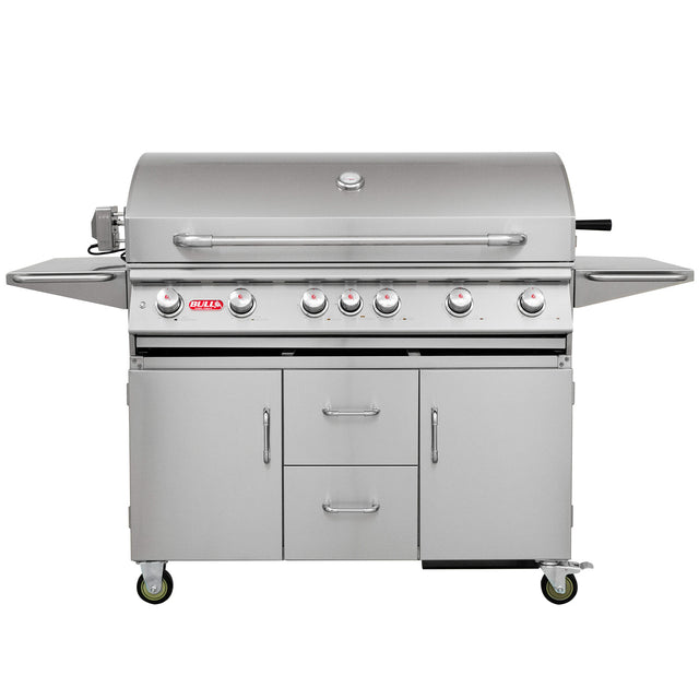 Bull BBQ Diablo Cart Gas BBQ with Lights System and Rotisserie Kit - 6 Burners