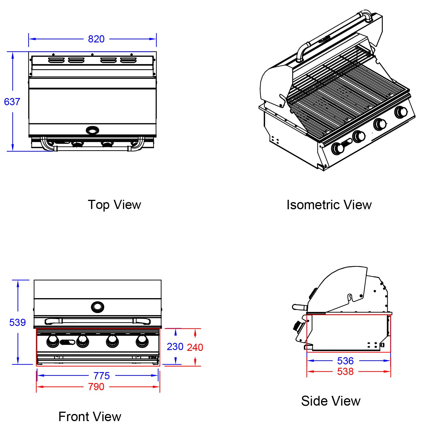 Bull BBQ Component Outlaw Built-In Gas BBQ - 4 Burners