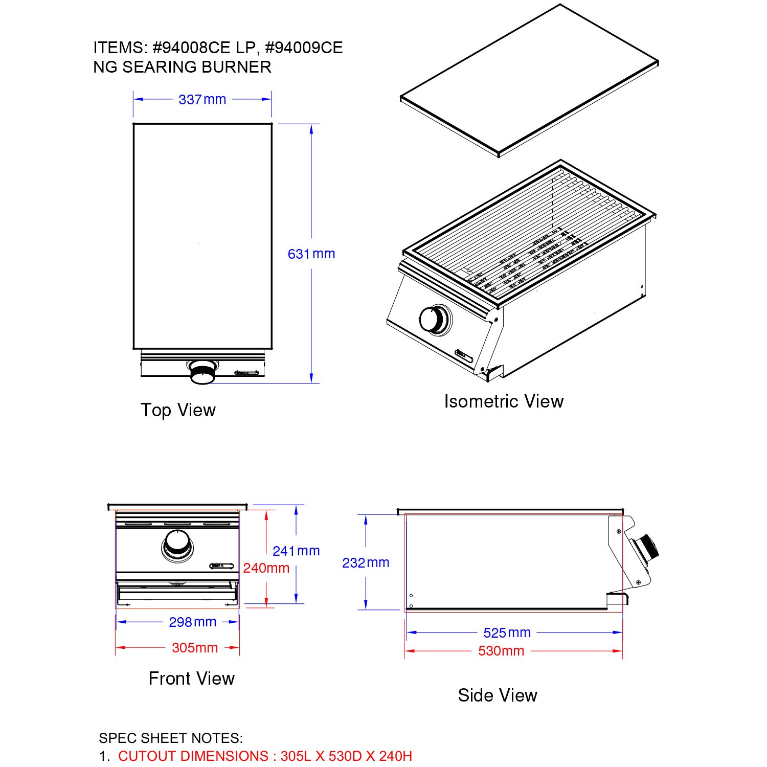 Bull BBQ Component Slide-In Searing Station