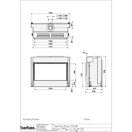 Barbas Built-In Fireplace 110-60 Gas Fire - Balanced Flue