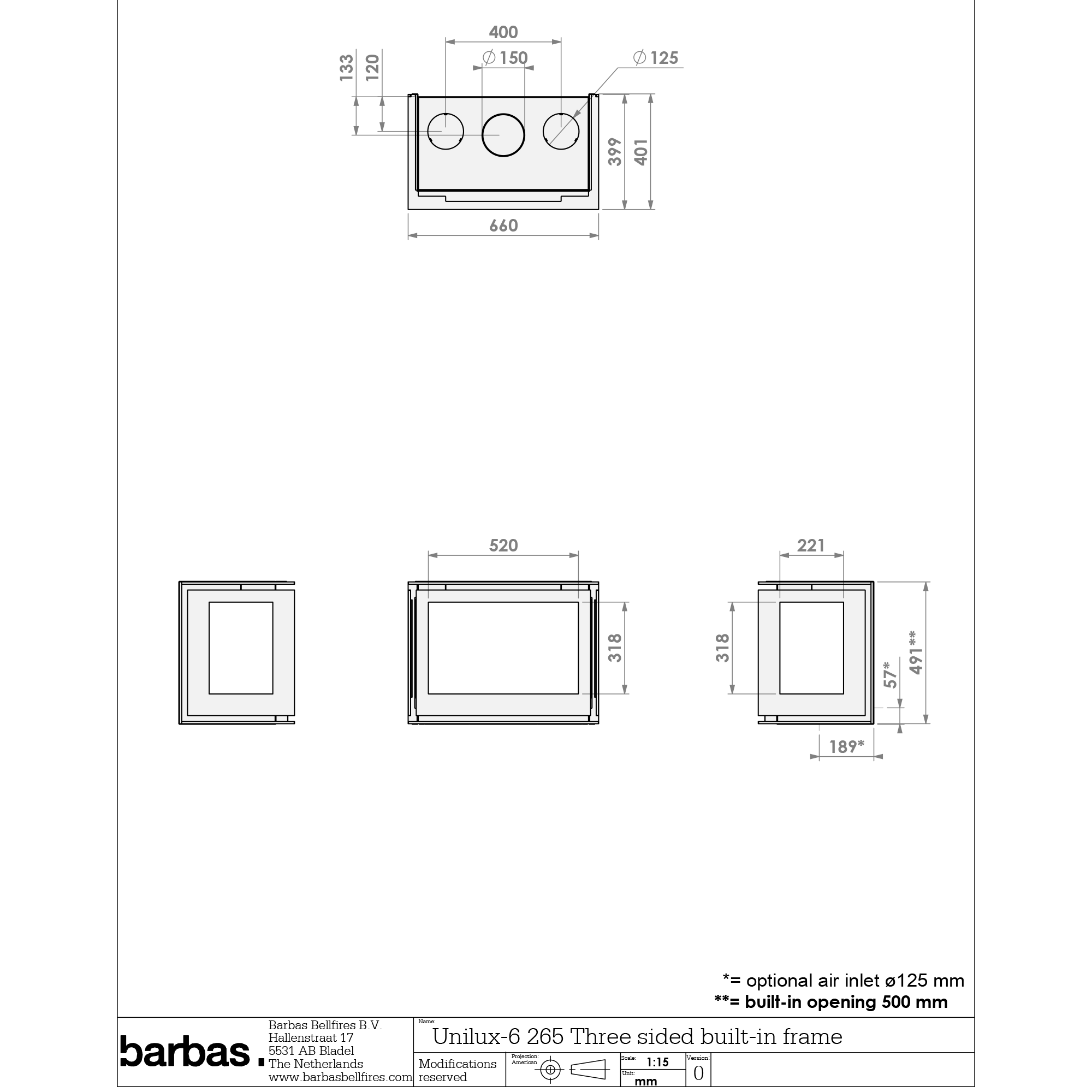 Barbas Unilux 265 3 Sided Wood Burning Stove