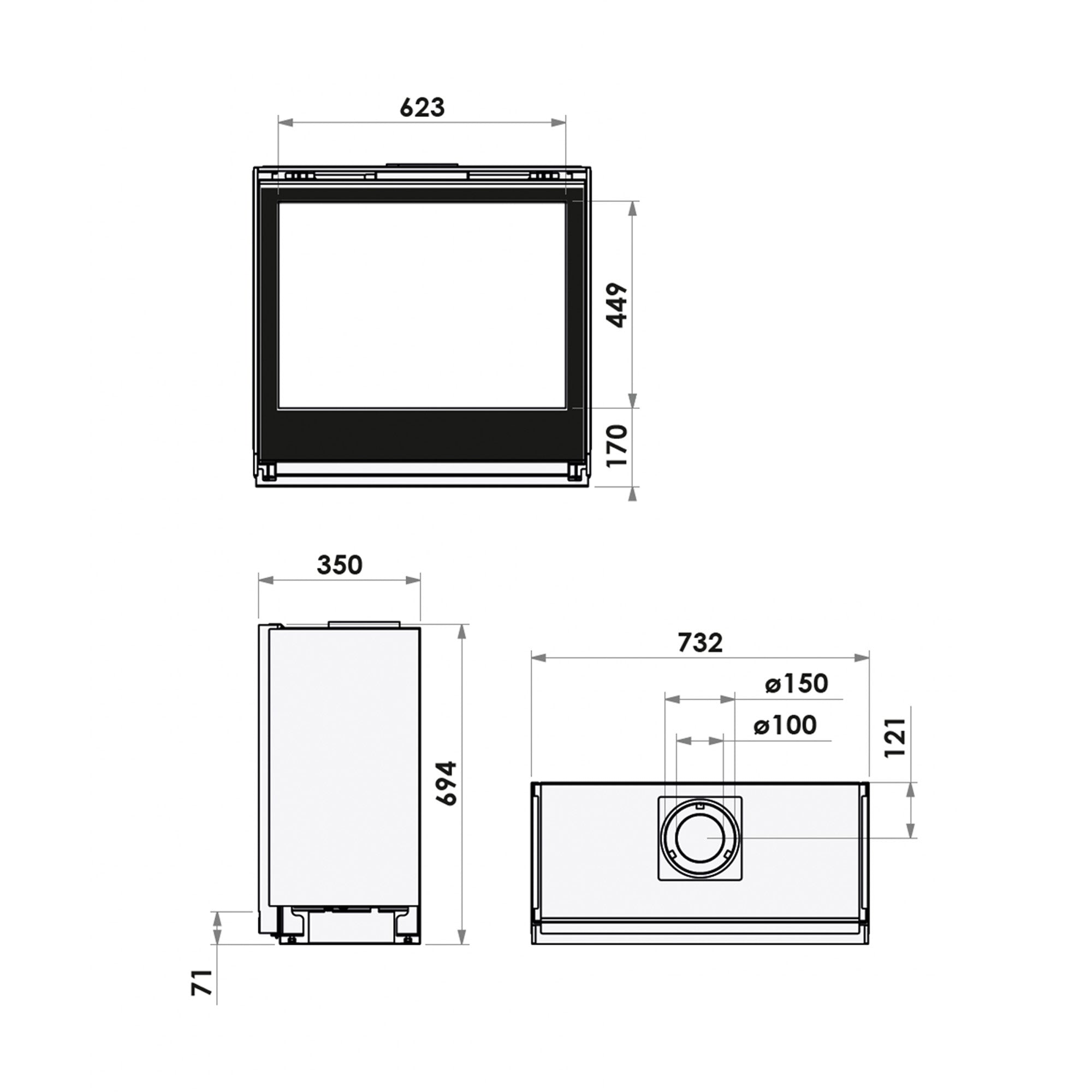Bellfires Smart Bell 75-70 Gas Fire - Natural Gas - Balanced Flue