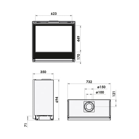 Bellfires Smart Bell 75-70 Gas Fire - Natural Gas - Balanced Flue