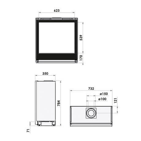 Bellfires Smart Bell 75-80 Gas Fire - Natural Gas - Balanced Flue