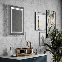 HIB Boundary LED Illuminated Bathroom Mirror - With Built in Charging Sockets and Heated Pad