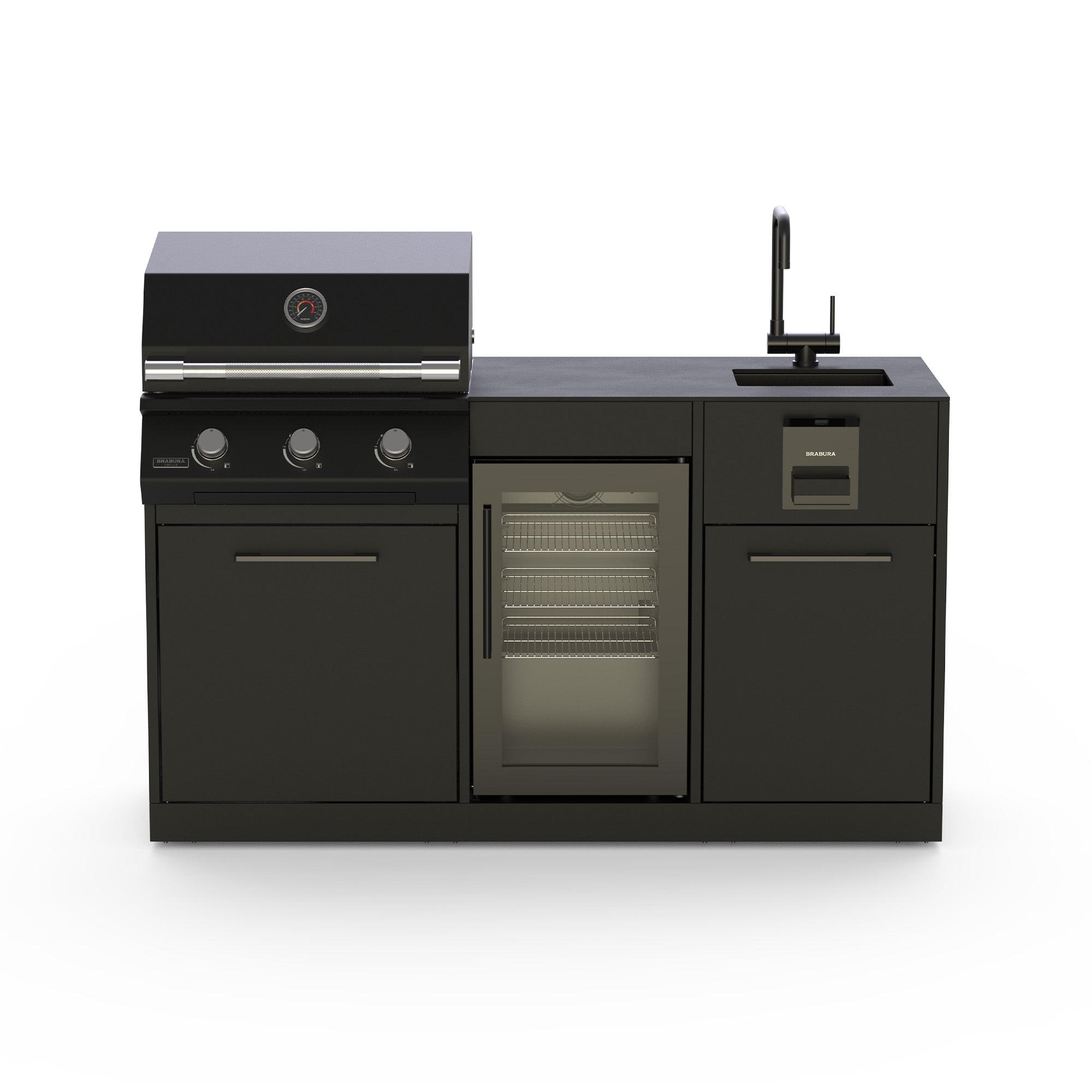 Brabura Lite Series 300 Outdoor Kitchen with 3 Burner BBQ, Fridge and Sink