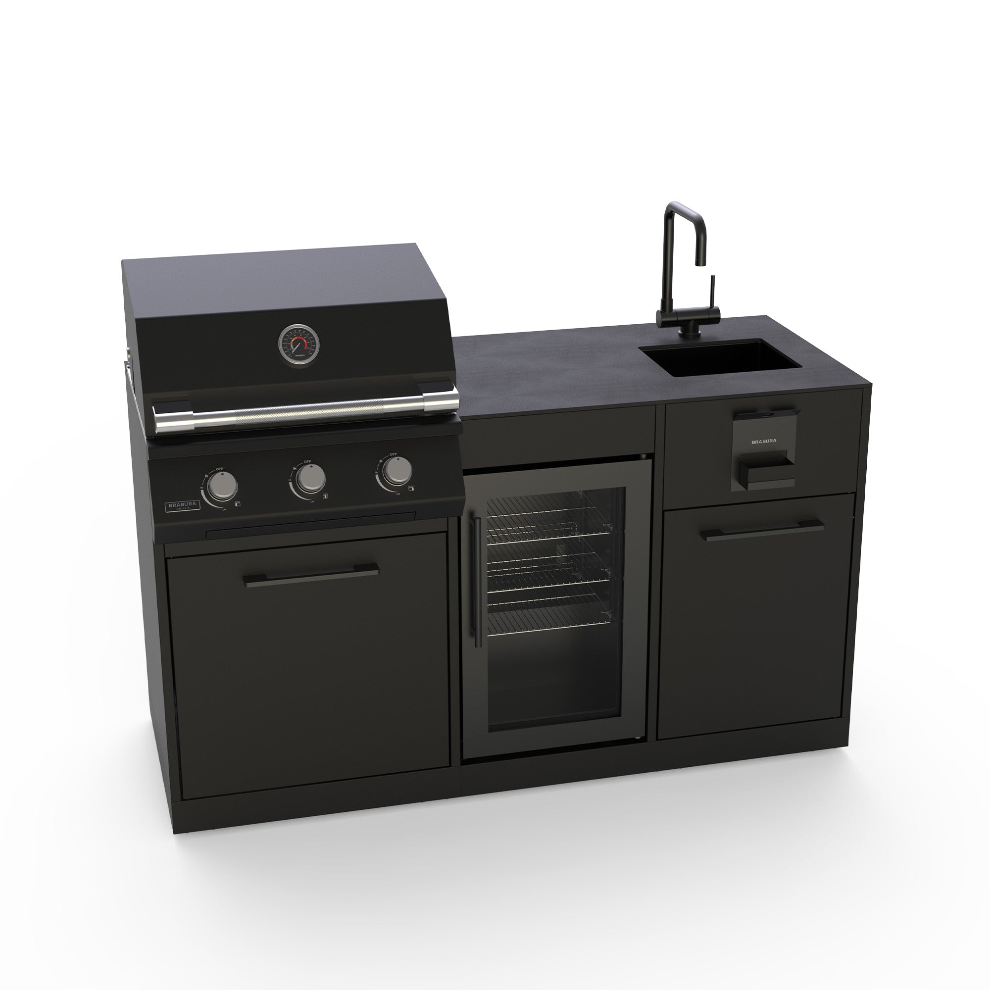 Brabura Lite Series 300 Outdoor Kitchen with 3 Burner BBQ, Fridge and Sink