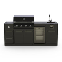 Brabura Lite Series 400 Outdoor Kitchen with 4 Burner BBQ, Side Burner, Fridge and Sink