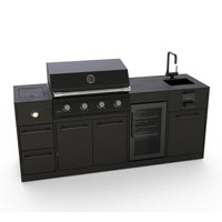 Brabura Lite Series 400 Outdoor Kitchen with 4 Burner BBQ, Side Burner, Fridge and Sink