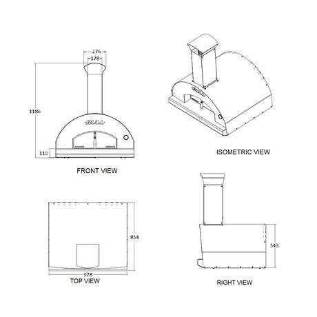 Bull BBQ Extra Large Pizza Oven - Wood Fired