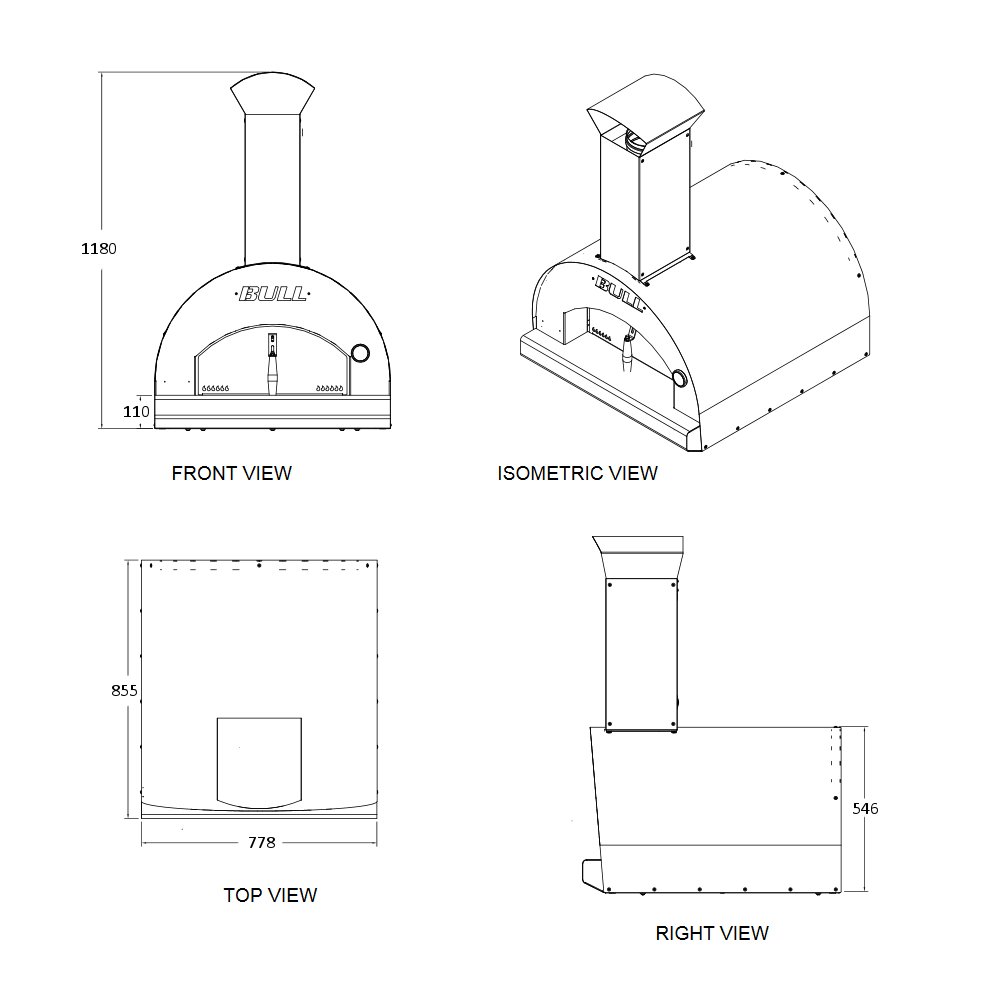 Bull BBQ Large Pizza Oven - Wood Fired