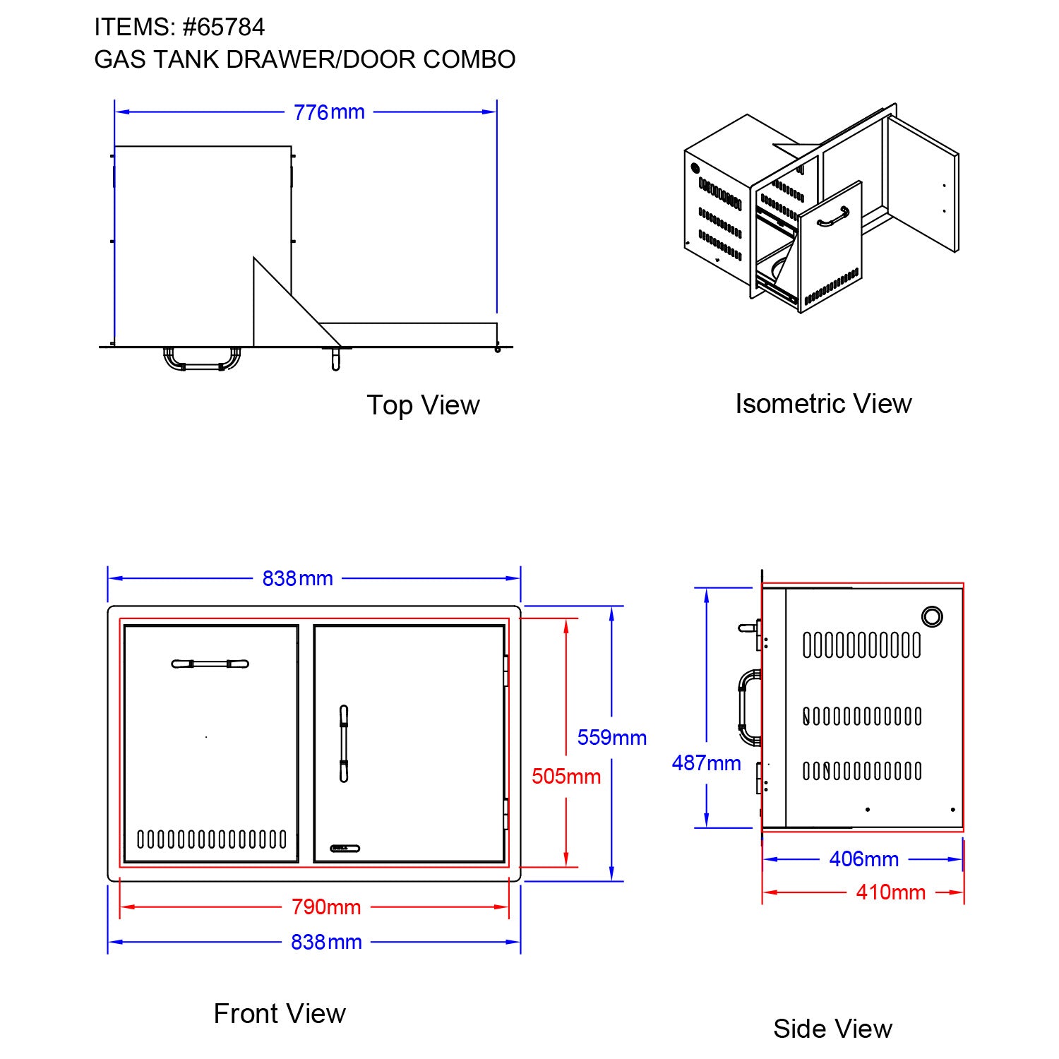 Bull BBQ Component 80cm Door and Gas Tank Drawer Combo