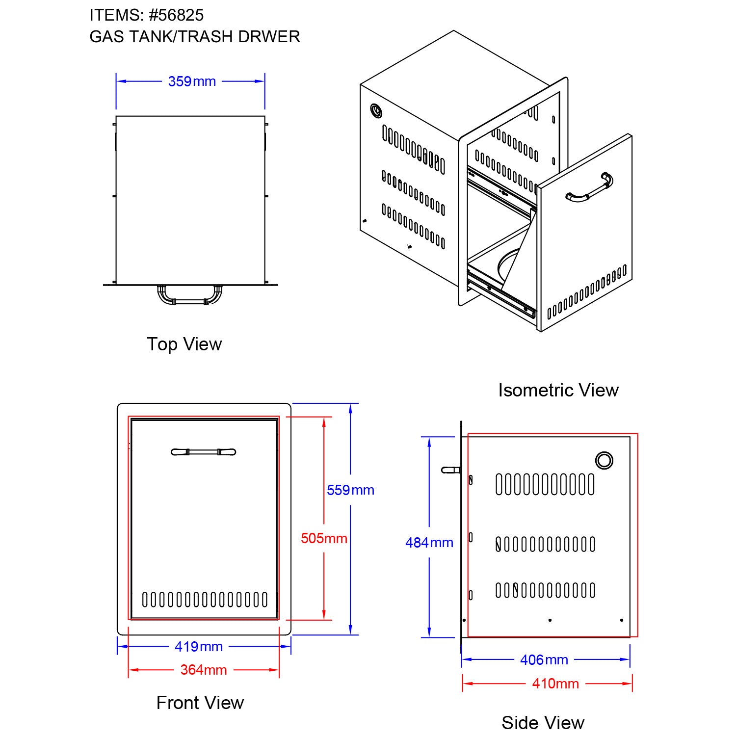 Bull BBQ Component Gas Tank / Trash Drawer