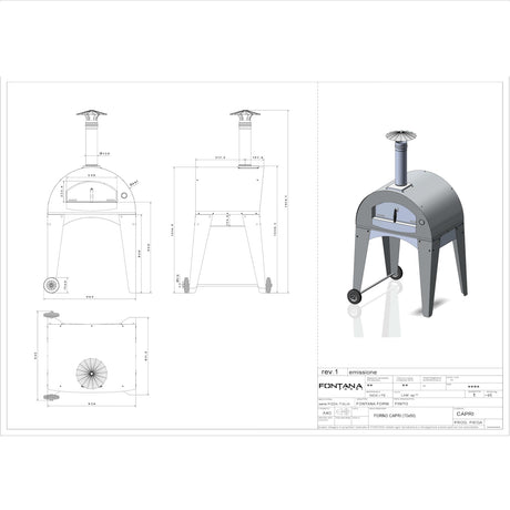Fontana Capri Wood Fired Pizza Oven with Trolley