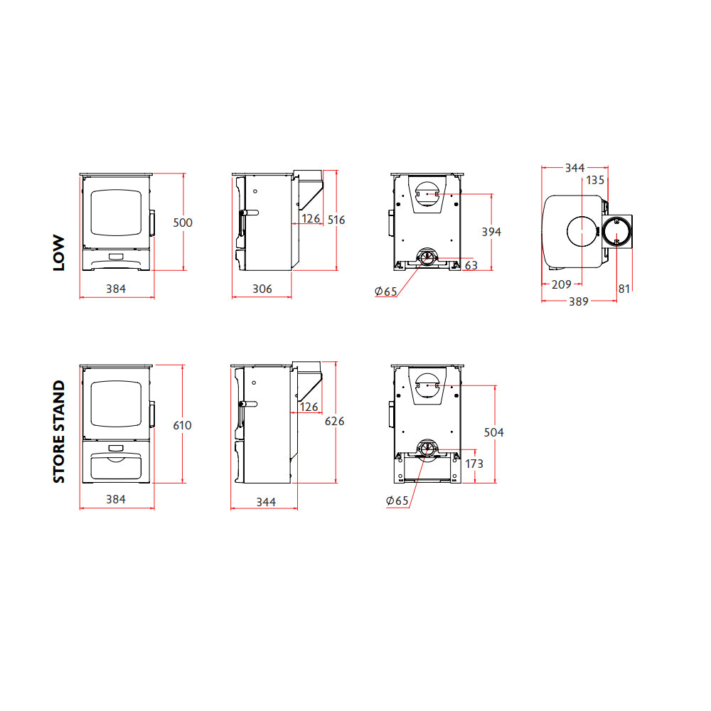 Charnwood Aire 3 Eco Wood Burning Stove - 3kW - DEFRA Approved - EcoDesign Ready