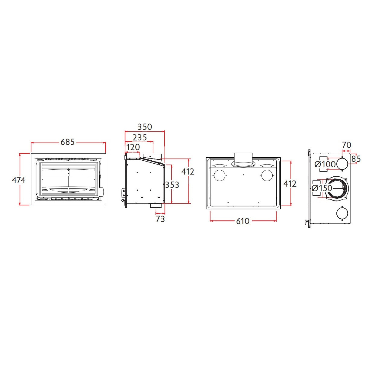 Charnwood Bay 5VL Insert Wood Burning Stove