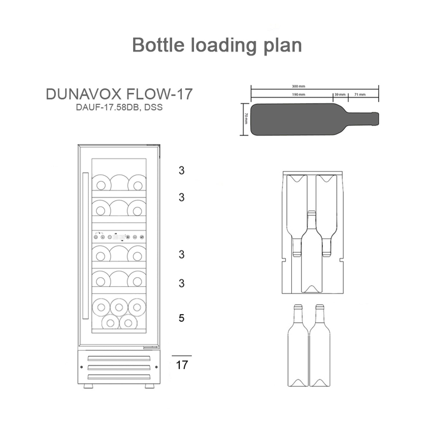 Dunavox Flow-17 Undercounter Wine Cooler - Available in 2 Colours