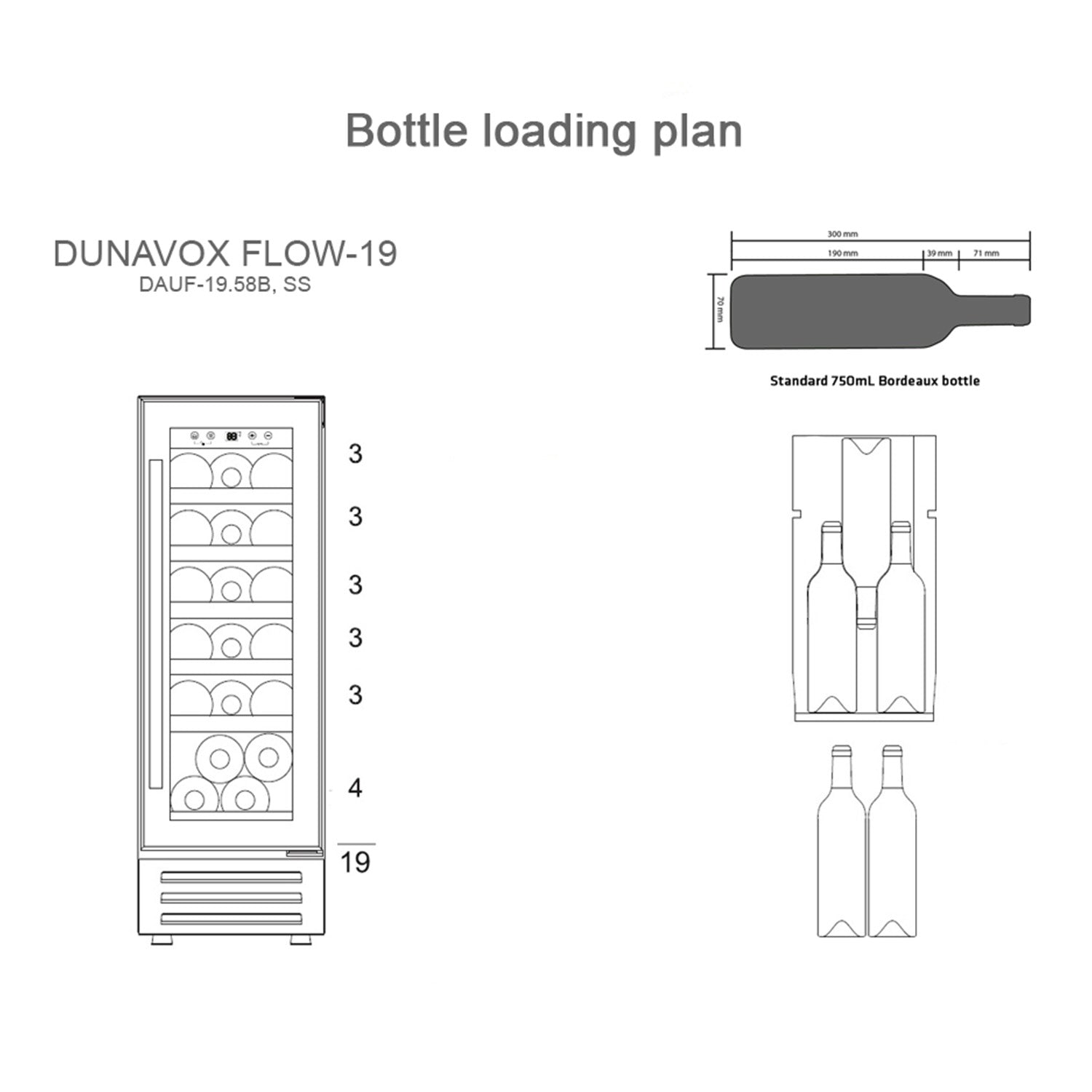 Dunavox Flow-19 Undercounter Wine Cooler - Available in 2 Colours