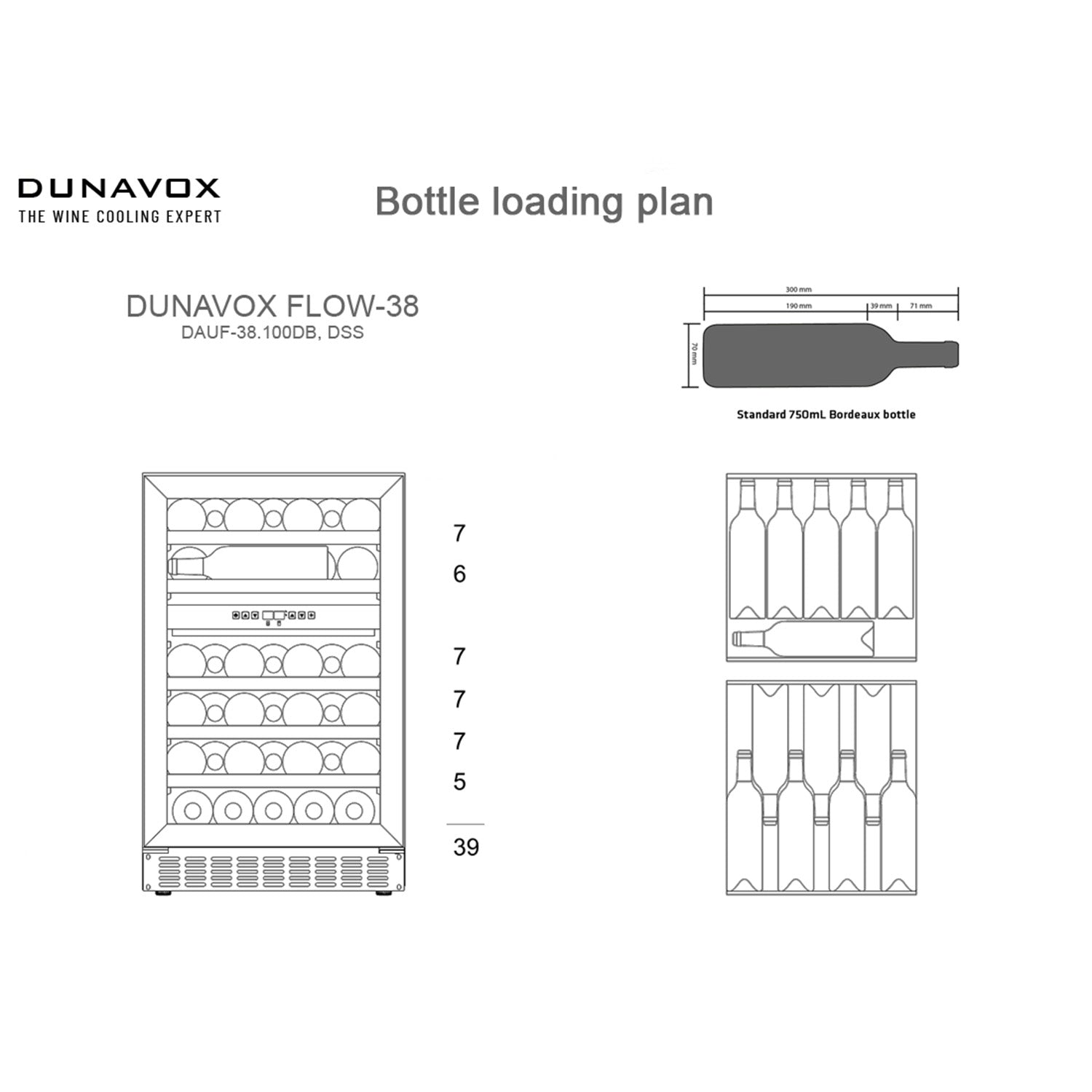 Dunavox Flow-38 Undercounter Wine Cooler - Available in 2 Colours