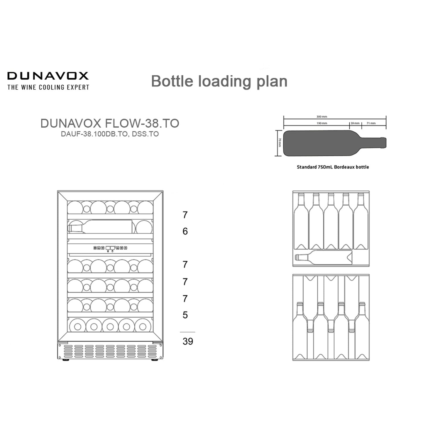 Dunavox Flow-38.TO Undercounter Wine Cooler - Available in 3 Colours