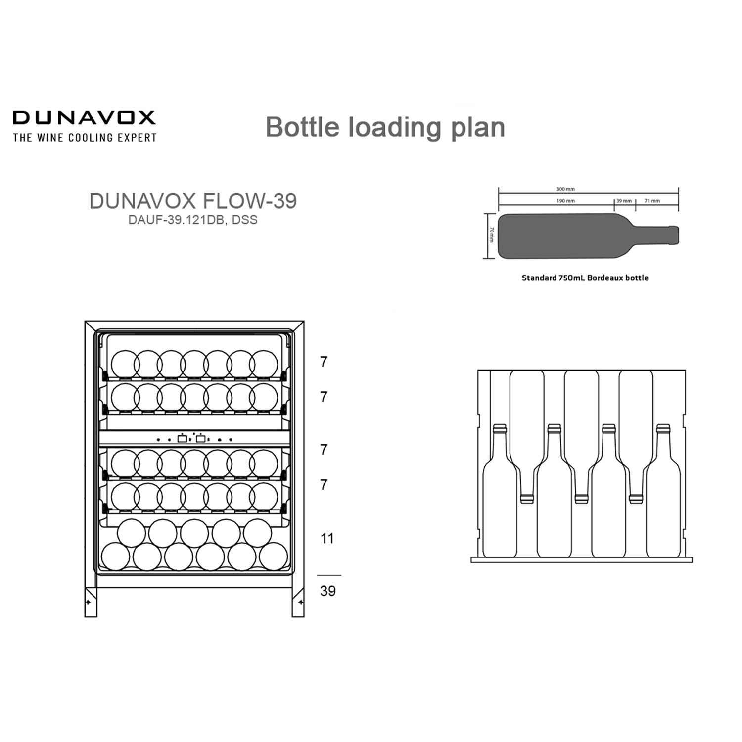 Dunavox Flow-39 Undercounter Wine Cooler - Available in 2 Colours