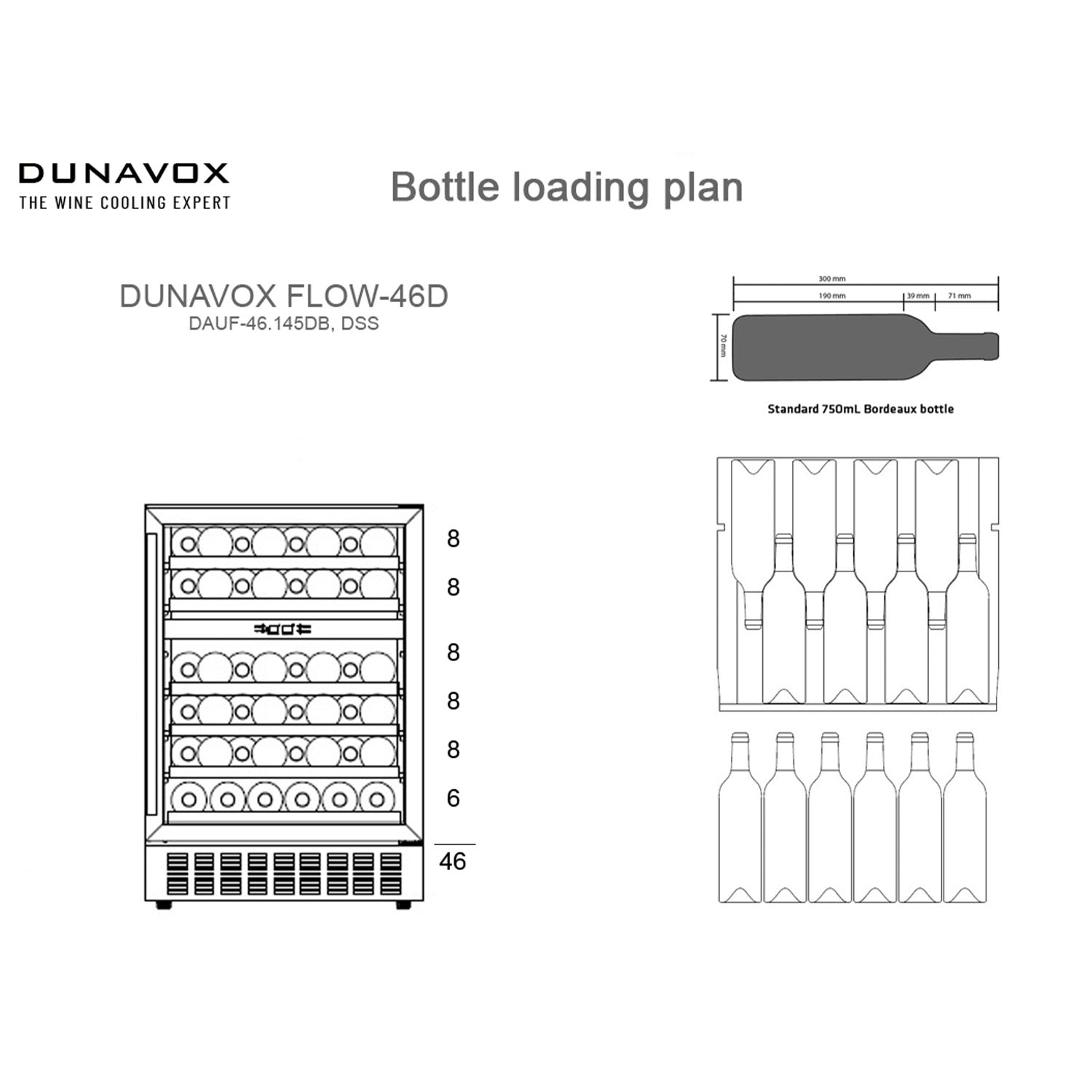 Dunavox Flow-46D Undercounter Wine Cooler - Available in 2 Colours