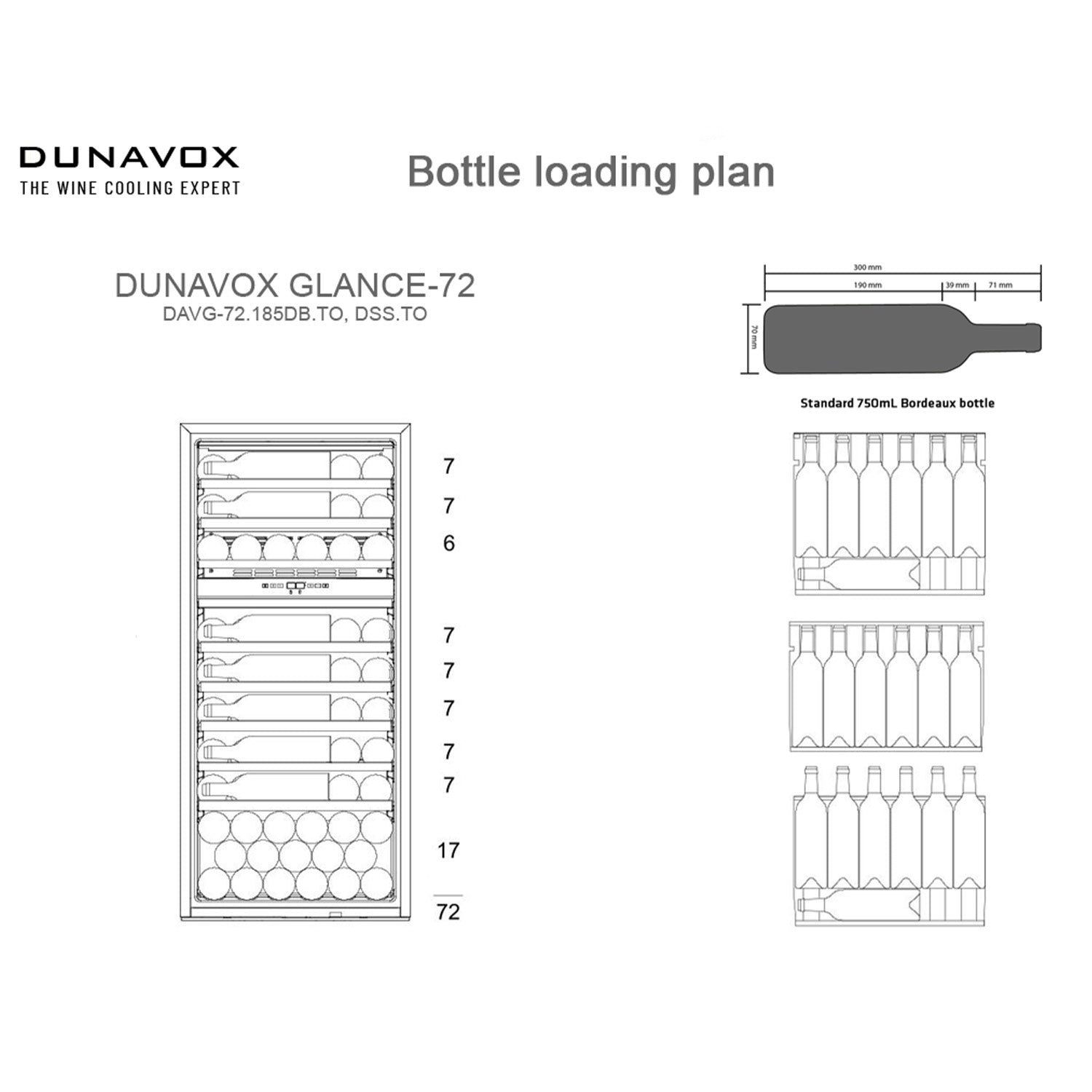 Dunavox Glance-72 Integrated Wine Cooler - Available in 3 Colours