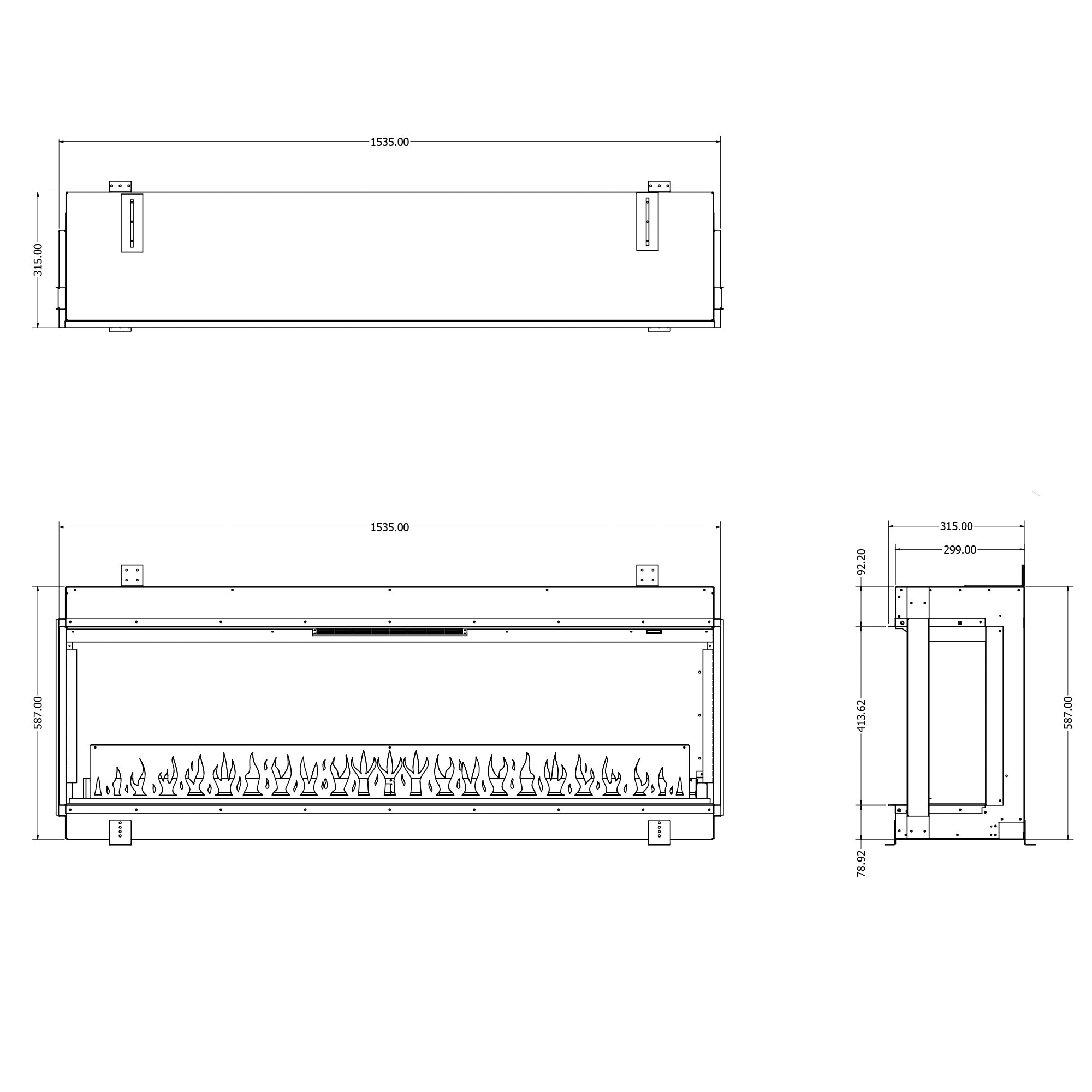 Evonic E-lectra 1500 4kW Electric Fire - Black Edition