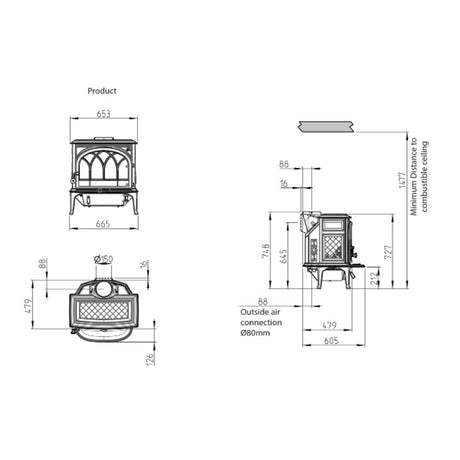 Jotul F400 Wood Burning Stove - Matt Black - Tracery Door - EcoDesign Ready