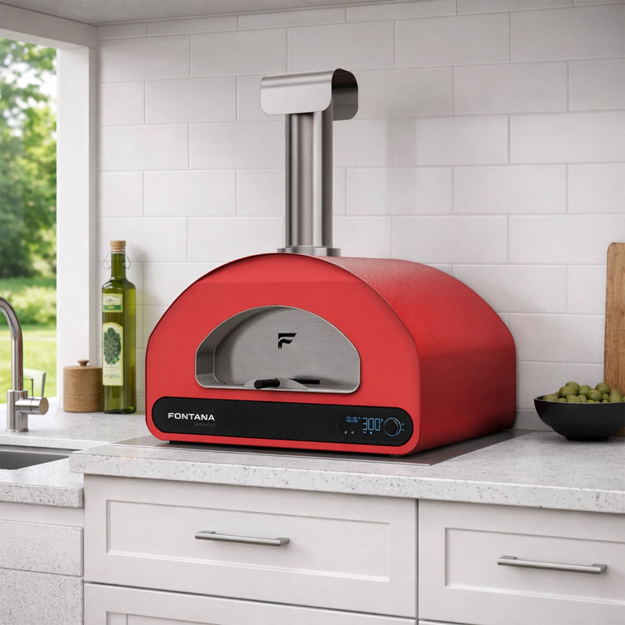 Fontana Volta 70 Duel Fuel Countertop Pizza Oven - Rosso/Red
