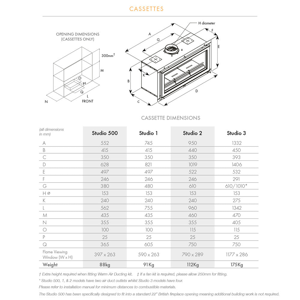 Stovax Studio 500 Edge Wood Burning Cassette - Clearance