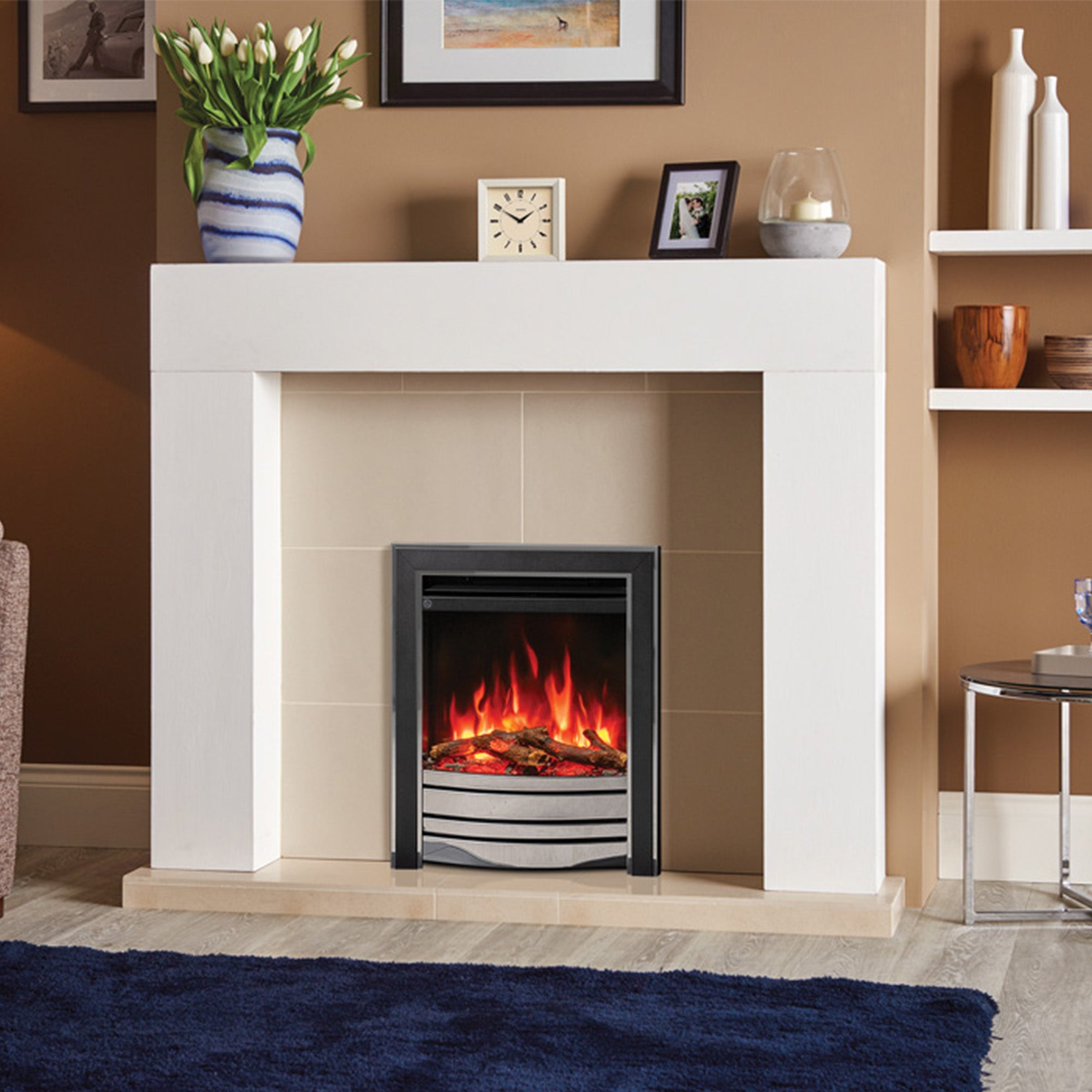 Gazco FireFX Amara Electric Fire - Chrome and Black (Chrome Curved Front)