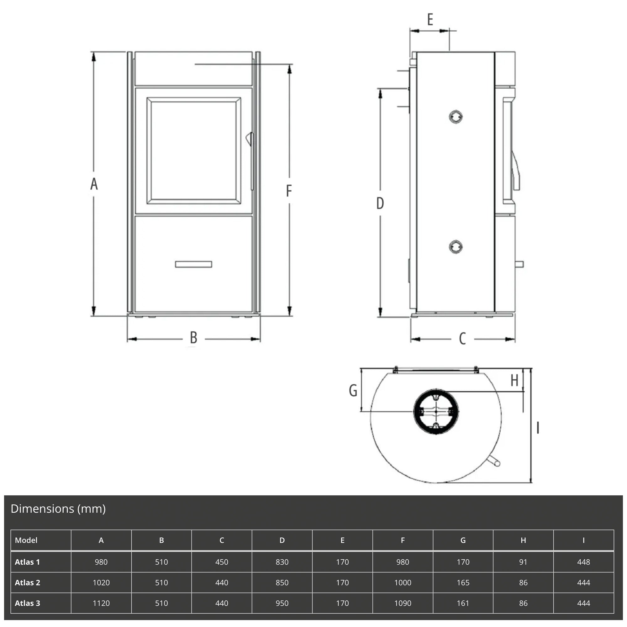 Stovax FireFX Atlas 3 Wood Burning Stove - with Side Glass Panels