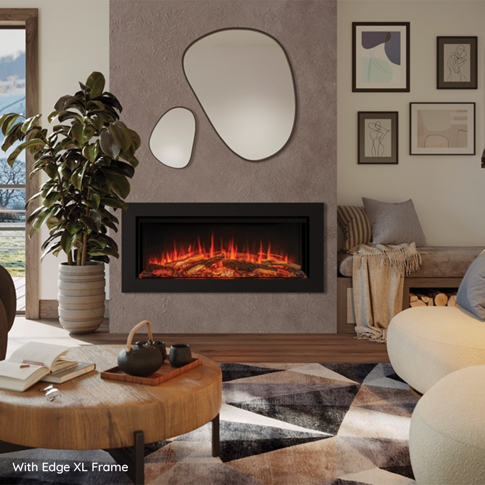 Gazco Onyx Avita 120RW Electric Fire with Luxury Logscape - Showroom Exclusive