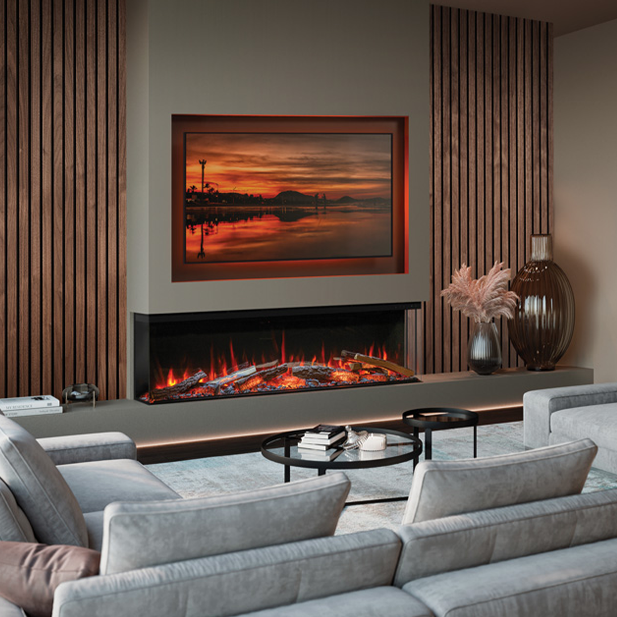 Gazco Onyx Avita 160RW Electric Fire with Luxury Logscape - Showroom Exclusive