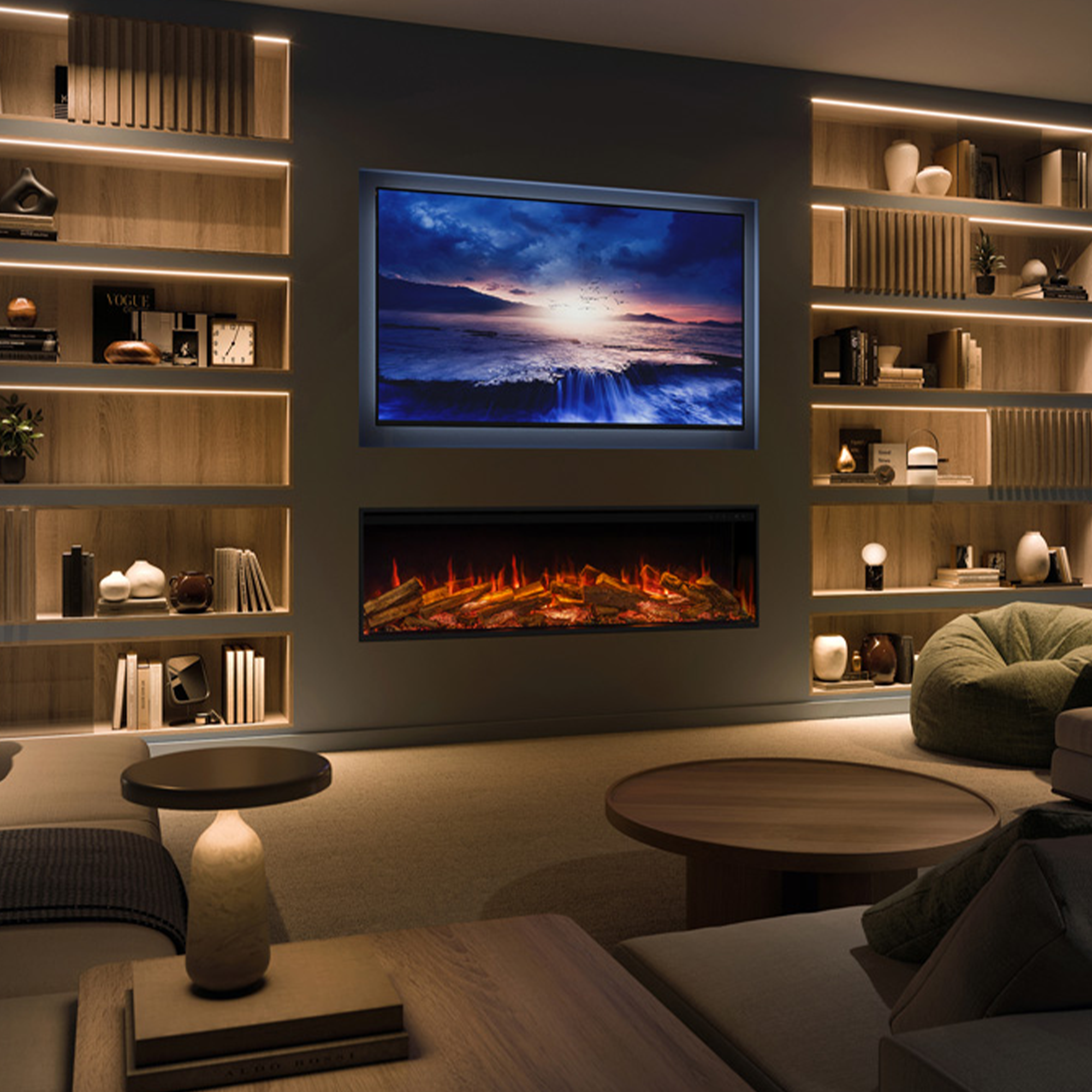 Gazco Onyx Avita 160RW Electric Fire with Luxury Logscape - Showroom Exclusive