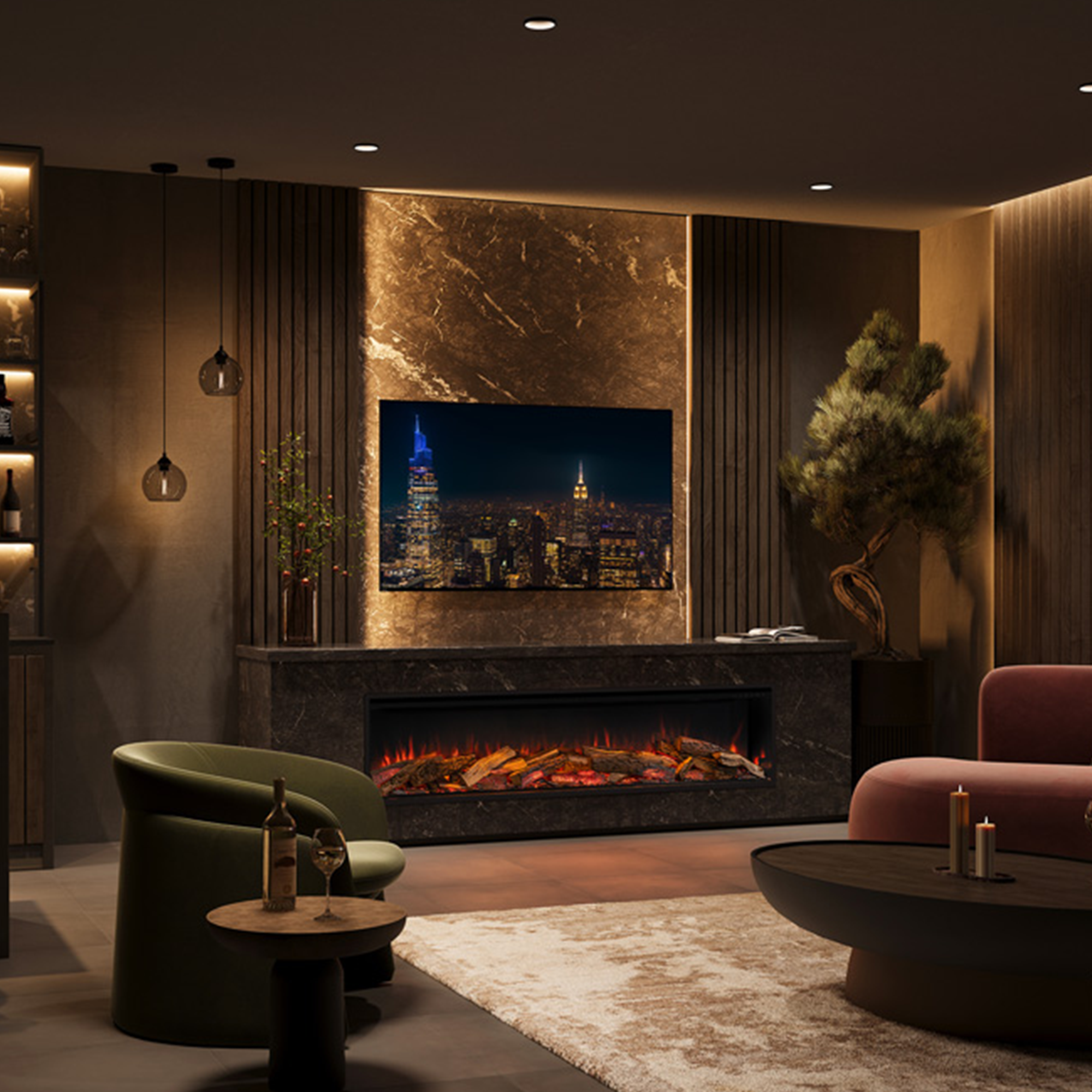Gazco Onyx Avita 190RW Electric Fire with Luxury Logscape - Showroom Exclusive