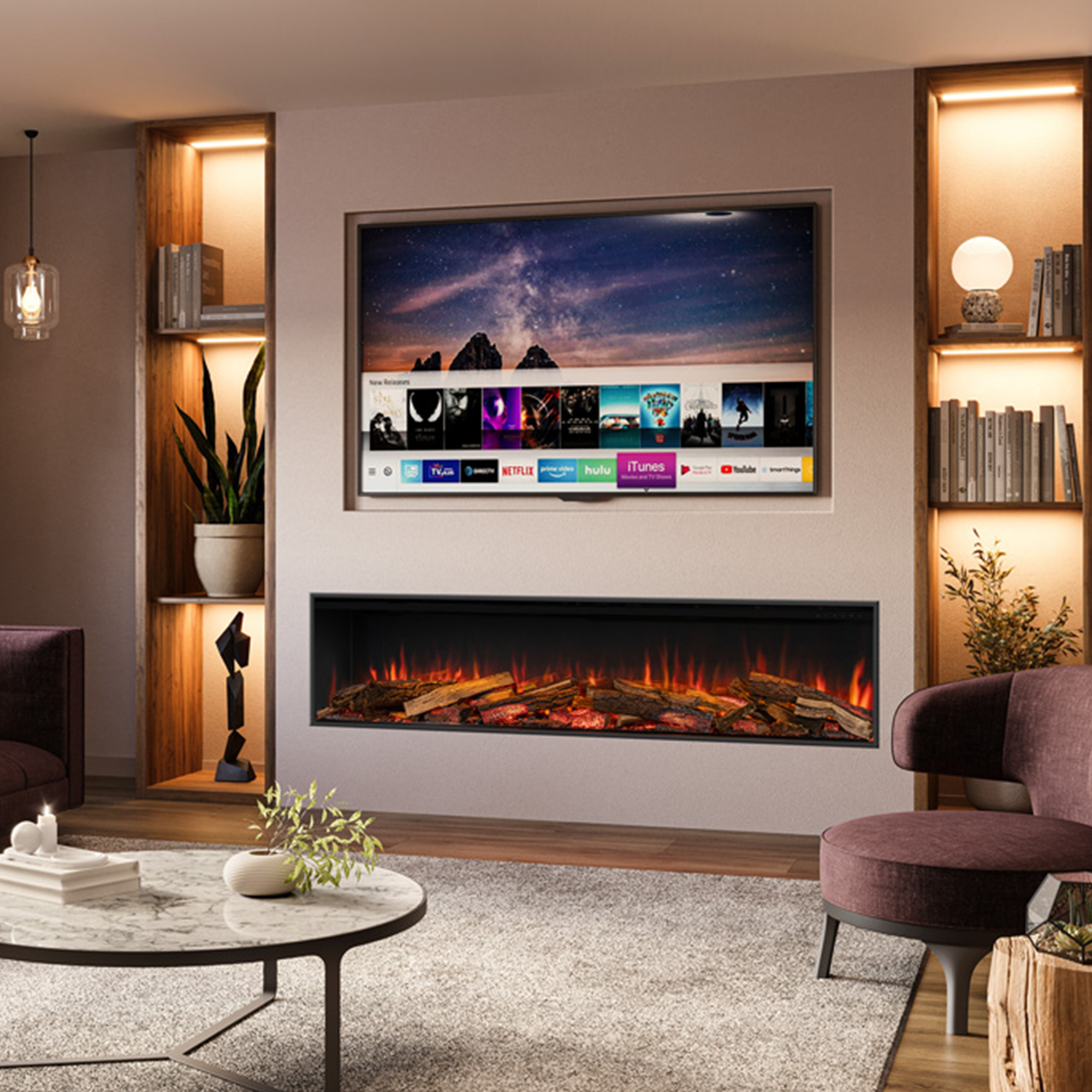 Gazco Onyx Avita 190RW Electric Fire with Luxury Logscape - Showroom Exclusive